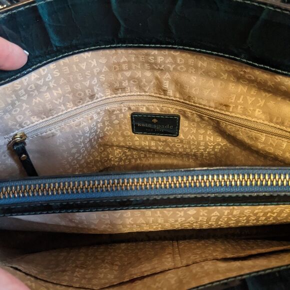 Kate Spade forest green patent leather shoulder bag purse, with bow - Picture 4 of 12